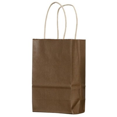 Matte Tinted Natural Kraft Paper Gem Shopping Bag (5¼"x3¼"x8.375")