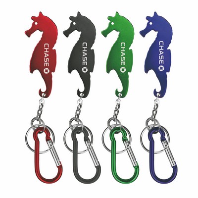 Sea Horse Shaped Bottle Opener w/Key Chain & Carabiner