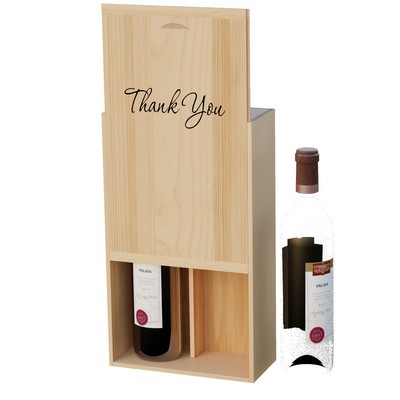 Two Bottle Wine Box with 1 Divider; Branded image