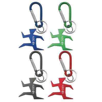 Runner Shape Aluminum Bottle Opener w/Split Key Ring & Carabiner