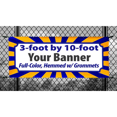 3' X 10' - (36" x 120") Full color digitally printed 13oz vinyl banner