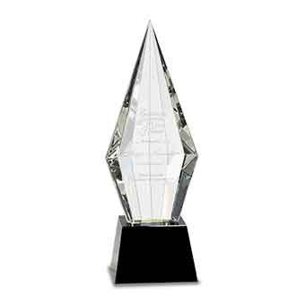 Diamond Arrowhead Crystal Award, 11"H