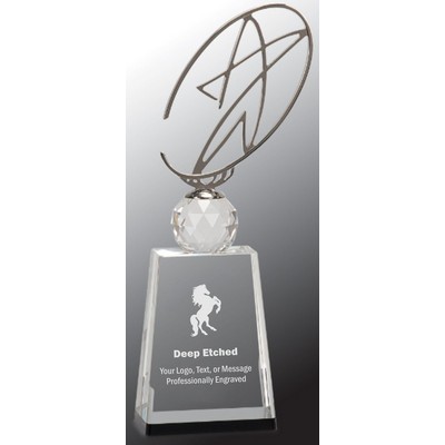 12" Clear/Black Crystal Award with Silver Metal Oval Star