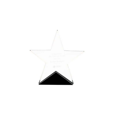 5 3/4" x 5 1/2" Clear Glass Star on Black Base