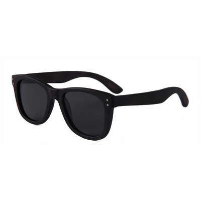 Black Duwood Sunglasses - Gray Polarized Lenses - Black Wood Frames