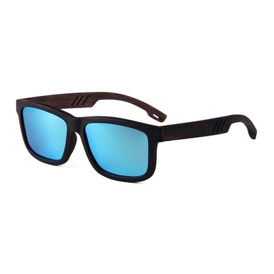 Ebony Wood Sunglasses - Blue Mirror Polarized Lenses