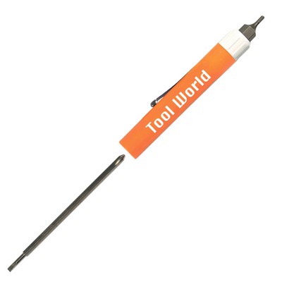 Pocket Screwdriver - Reversible 1/8" Flat Tip & #0 Phillips Blade w/Hex Bit Top