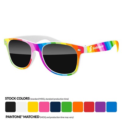 PRIDE Rainbow Retro Sunglasses w/ 1 Color Temple Imprint