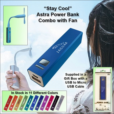 Light Blue 2800 mAh Astra Power Bank Combo w/Fan