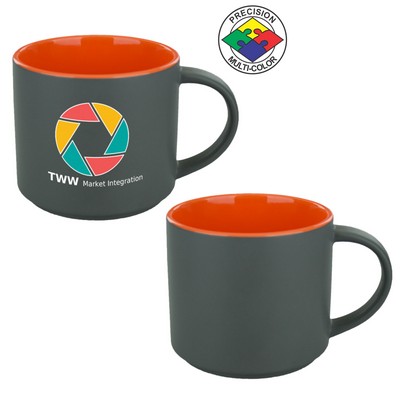 16 Oz. Satin Graphite/Orange Two Tone Norwich Contemporary Mug - Precision Spot Color