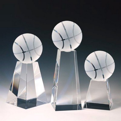 Basketball Tower Optical Crystal Award/Trophy 6"H