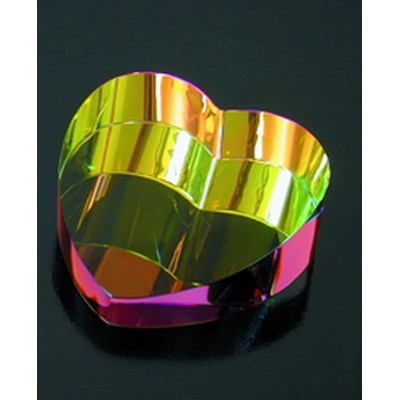 Rainbow Heart Paperweight optical crystal award/trophy.2.5"L