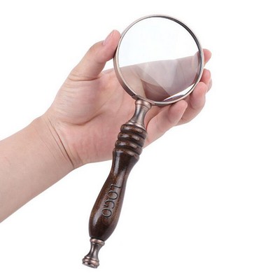 High Quality Antique Wooden Handle 8X Metal Magnifier