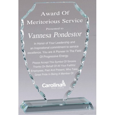 Faceted Jade Glass Shield Award, Medium (5"x7-1/2")