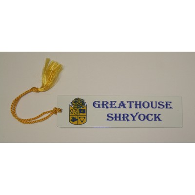 Gold or Color Coated Aluminum Bookmark w/a Screen Printed imprint & Assembled Tassel (1.25"x4 7/8")