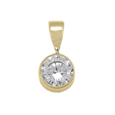 10K Gold Round Cubic Zirconia Pendants - 1.0gm