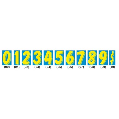 Windshield Number Decals - 11 1/2 " (Medium Blue/Yellow)