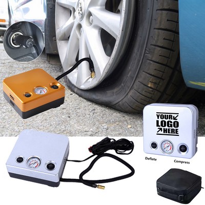 Square Portable Tire Inflator Pump w/Pouch