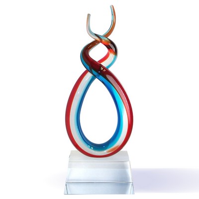 15½" Blown Glass Colors Suspended in Clear Glass Award