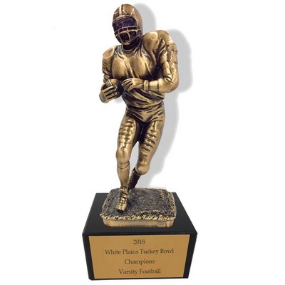 11" Antique Brass Electroplated Football Player Trophy