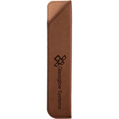 6 1/4" Dark Brown Laser Engraved Leatherette Pen Sleeve