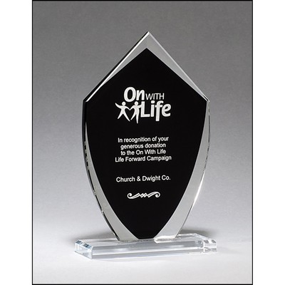 Shield Shaped Glass Award with Black Center (5.5"x9.5")