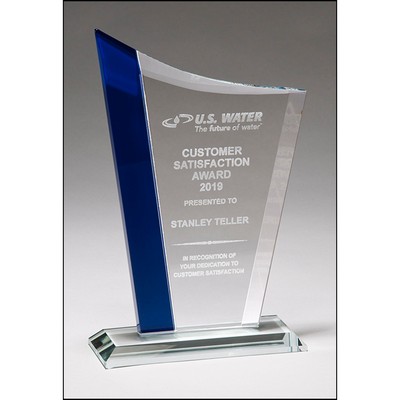 Zenith Series Jade Glass Award with Blue Glass Highlights (6.375" x 8.625")