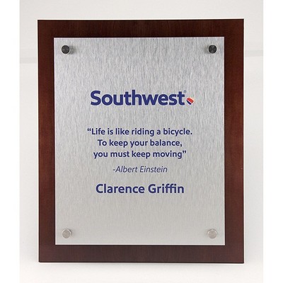 11" x 13" Stand-Off Plaque - Aluminum over Cherry Wood Panel - Vertical