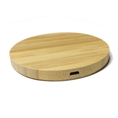 Bamboo Wireless Phone Charger Round Shape