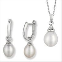 Jilco Inc. Tear Drop Pearl Earring & Necklace Set