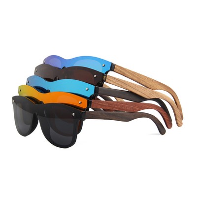 Fashionable Mirror Frameless Polarized Wooden Sunglasses