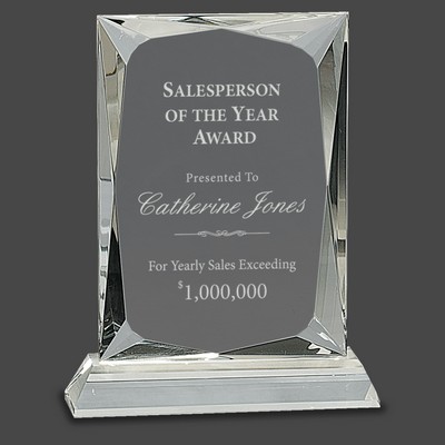 Crystal Bevel Back Award Series Plaque, Large (6"x 8"H)