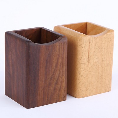 Desktop Natural Wooden Pen Holder Container