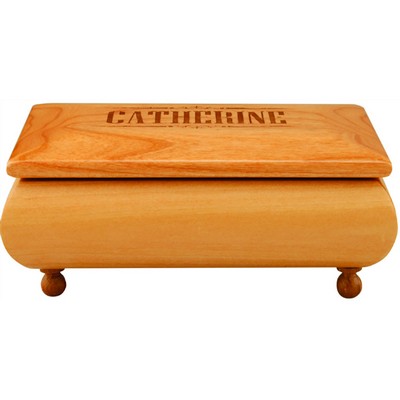 6" x 10.5" Wood Box with Round Feet and Velvet Lining