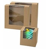 Kraft Waterfall Window Popup Bakery Box (8"x6"x2")