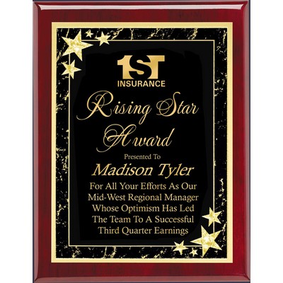 Economy Cherry Piano Finish/Black Star Achievement Plaque Series, 9"x12"