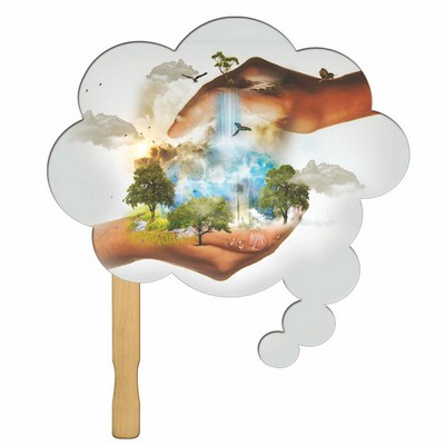 Cloud Thought Rally Hand Sign w/12" Wooden Stick