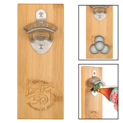 Magnetic Bamboo Wall Mounted Bottle Opener