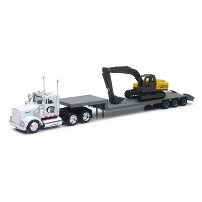 1:43 Scale Kenworth® W900 Lowboy W/ Backhoe