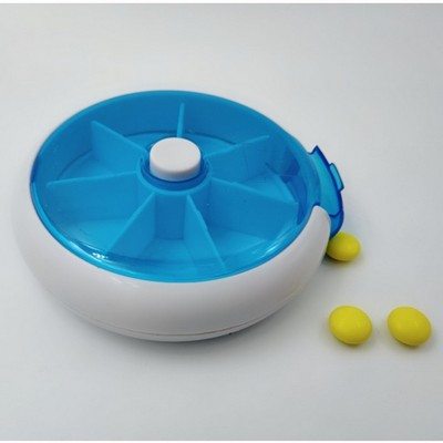 Portable Plastic round pill box with swing gate for one week