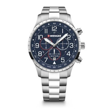 Swiss Army Attitude Chronograph Blue Dial, Stainless Steel Bracelet Large