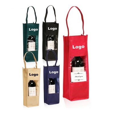 PVC Window Non-Woven Wine Tote Bag