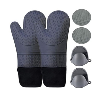 Silicone Oven Mitts and Pot Holders Set