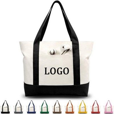 12oz Cotton Canvas Zippered Tote Bag