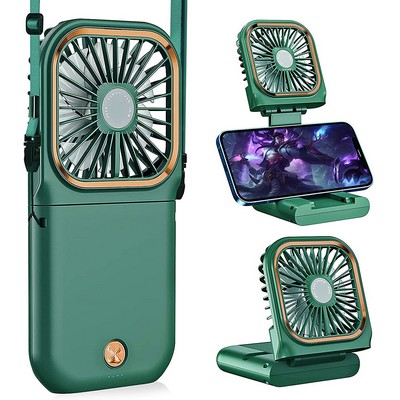 3000mAH Portable Handheld Personal Necklace Fan Foldable With Mobile Phone Bracket And Power Bank