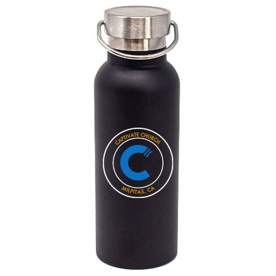 17 Oz. Caribe Matte Black Vacuum Insulated Steel Double Wall Bottle with Brushed Lid and Handle