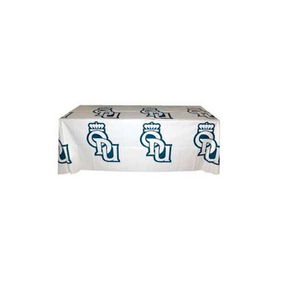 8' Flat, 3 Sided White Recyclable 1 Color Plastic Step And Repeat Table Cover