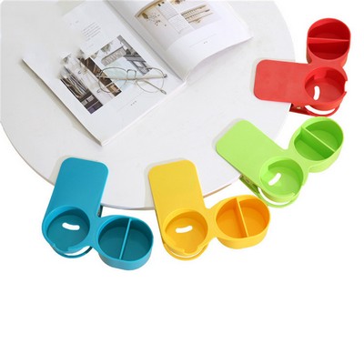 Plastic spill proof table coffee cup holder clip with storage tray