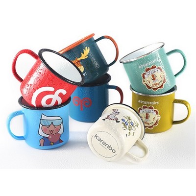 Small Enamel Tea Cups for Indoor and Outdoor Activities, Wide Handle & Smooth Rim,Portable & Durable