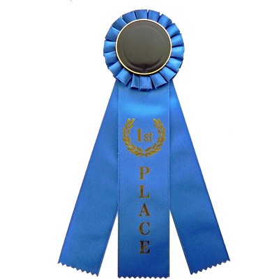 Stock 3 Streamer 1st Place Rosette Ribbon w/mylar insert holder